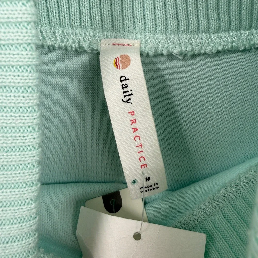 Daily Practice Mint Striped Mock Neck Wide Sleeve‎ Sweater Size M